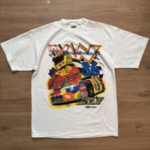 Vintage 90s Ernie Irvan M&M Racing Team T-Shirt Nascar White Size XL Tultex 1999